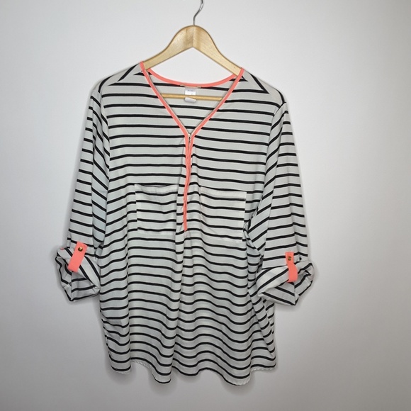 Lavish Plush Tops - Lavish Plus • black and white stripped blouse